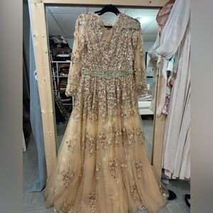 Gold dress size 12 used long sleeve